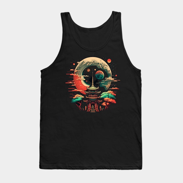 Japanese Temple Tokyo  Asian Inspired Retro Japan Tank Top by Linco